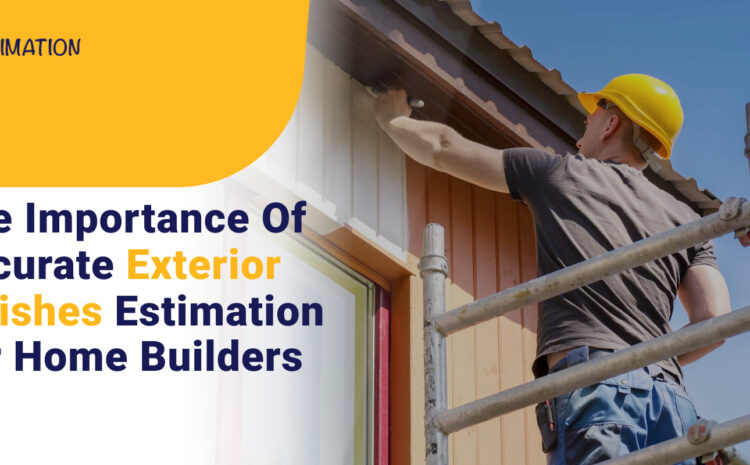 Worker painting house exterior on scaffolding illustrating exterior finishes estimation services by EZ Estimation